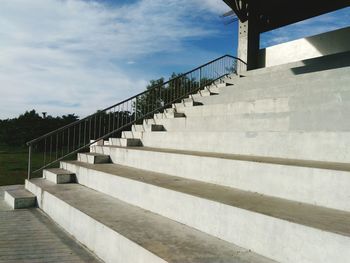 Low angle view of stairs against sky