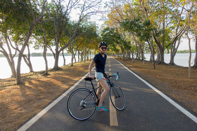 Man riding bicycle