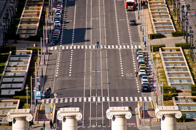 High angle view of traffic on road