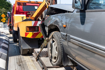 Low angle view of vehicles on road