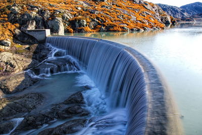 Water flowing in dam