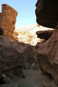 Low angle view of rock formations