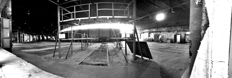 Interior of illuminated underground walkway