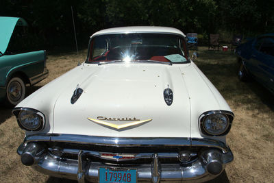 Vintage car parked on road