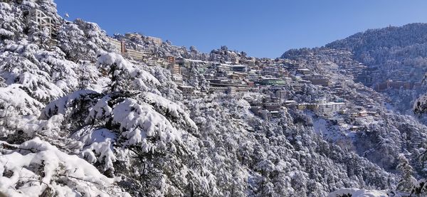 Scenic view of mountains against clear sky