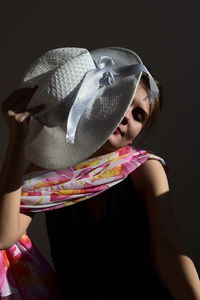 Portrait of a girl wearing hat