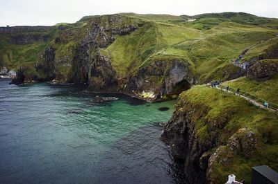 Scenic view of sea and mountains