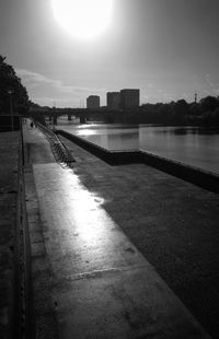 View of river passing through city