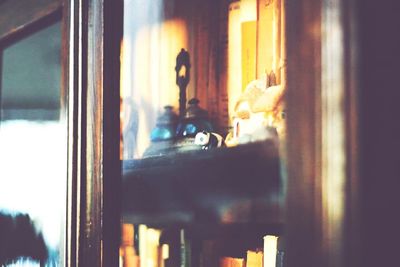 Close-up of man in window