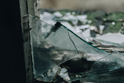 Close-up of broken glass