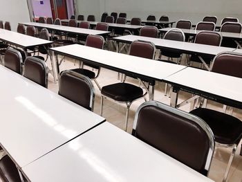 Empty chairs in row