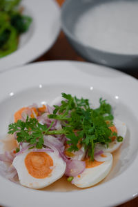 High angle view of meal served in plate