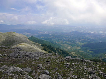 Beautiful rural landscape walking along the mount autore, in italy