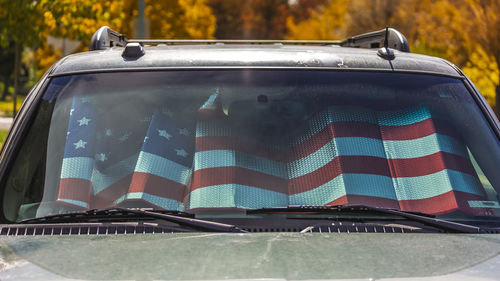 Close-up of flag against blue sky