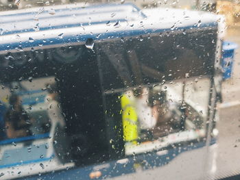 Close-up of wet window in rainy season