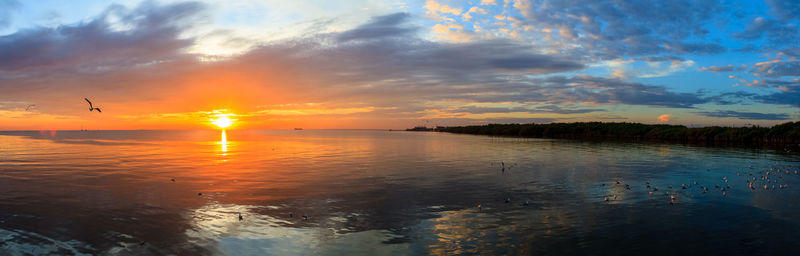 Scenic view of sea against sky during sunset