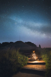 Scenic view of field against sky at night