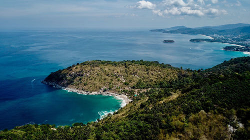 High angle view of sea against sky