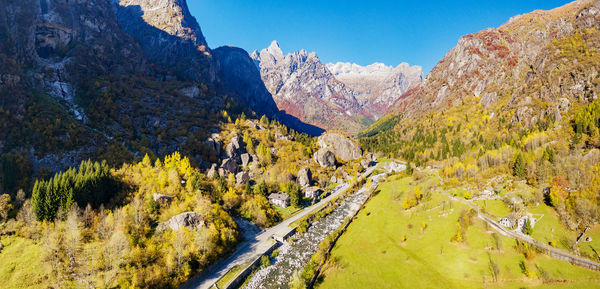 Panoramic view of road amidst mountains against sky