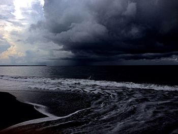 Scenic view of sea against cloudy sky