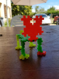 Close-up of toys on table