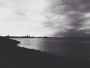 Scenic view of sea against cloudy sky