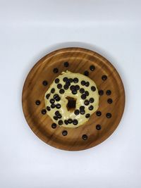 High angle view of bread on white background