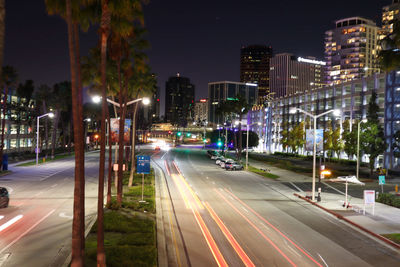 High angle view of illuminated city at night