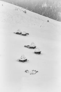 Aerial view of frozen lake against sky