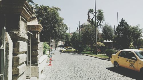 Cars parked on road