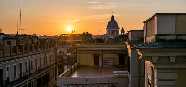 View of cityscape at sunset