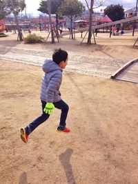 Boy playing in park