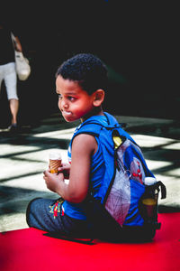 Side view of a boy looking away