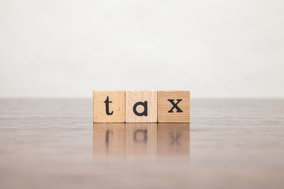 Close-up of toy blocks against white background