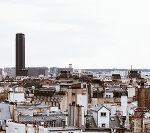 High angle view of buildings against sky