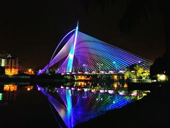 View of illuminated city at night