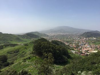 High angle view of townscape against sky