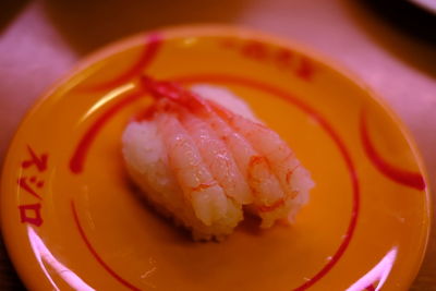 Close-up of sushi in plate