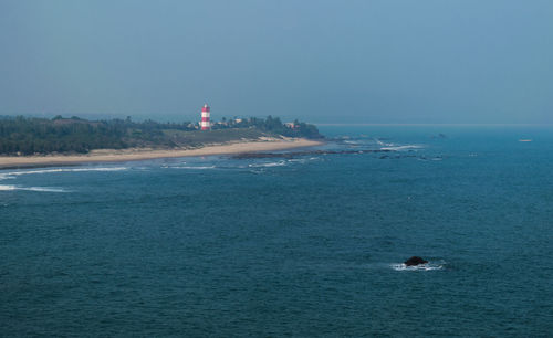 Scenic view of sea against clear sky