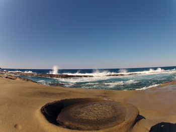 Scenic view of sea against clear sky