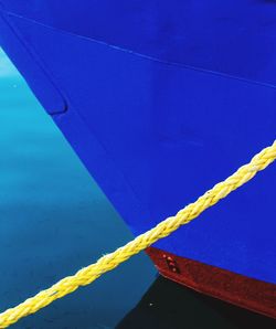 Close-up of rope tied on boat