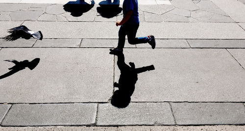 Low section of man with shadow on tree