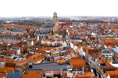 High angle view of townscape against sky