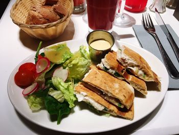 Food in plate on table