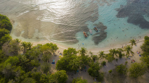 High angle view of people on beach