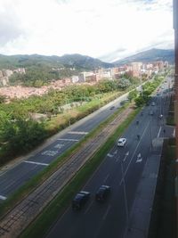 High angle view of road in city