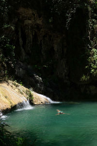 Scenic view of waterfall