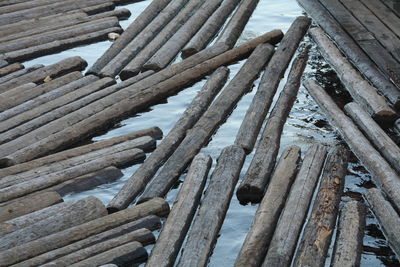 Wooden pier on wooden post