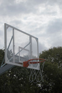 Metal chair and table against sky