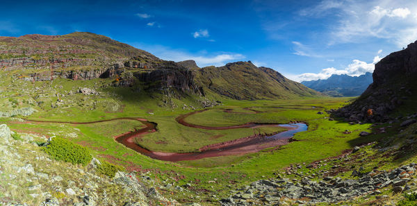 Scenic view of mountains against sky